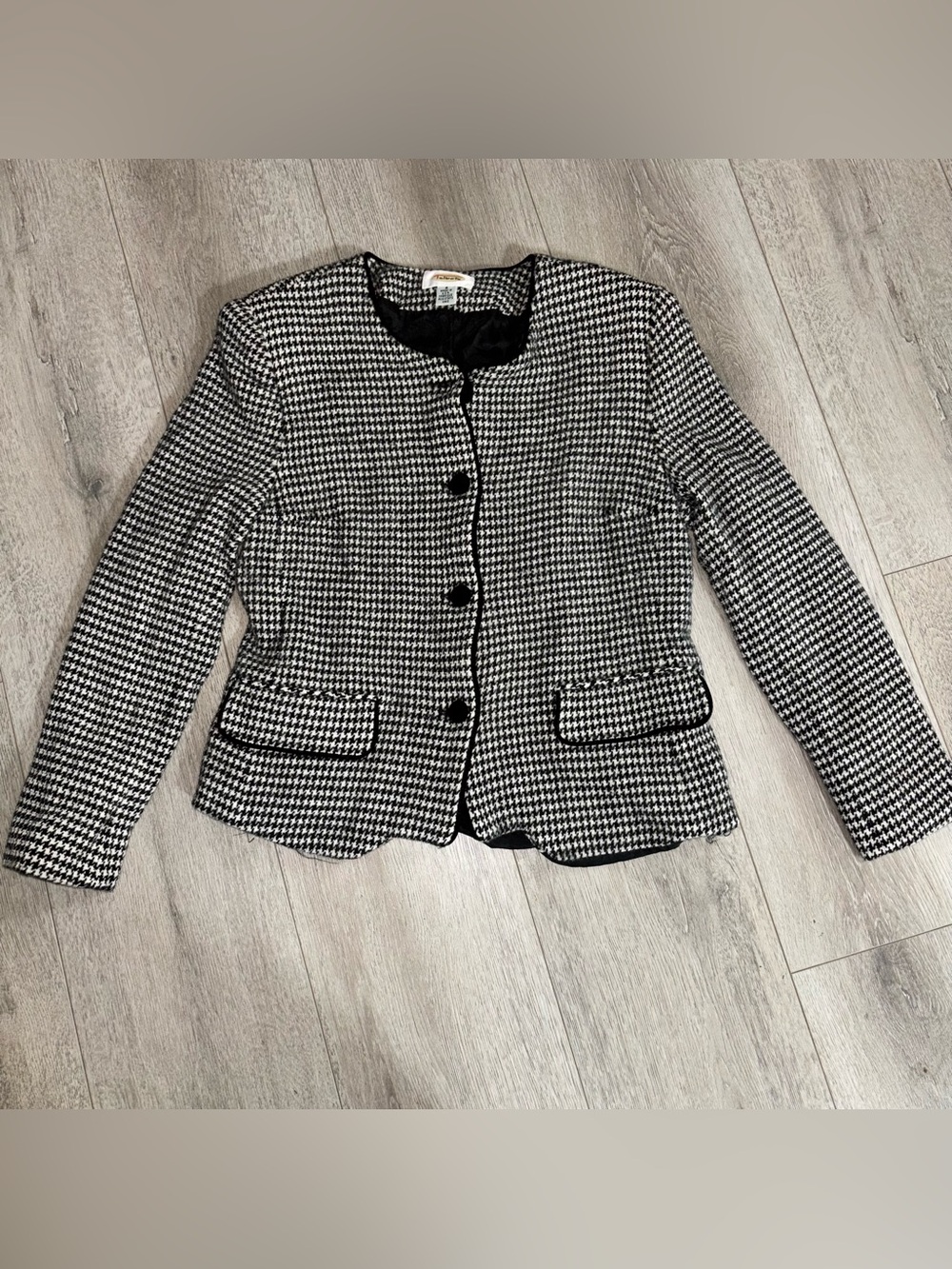 Classic Black and White Houndstooth Women's Jacket Dark Academia